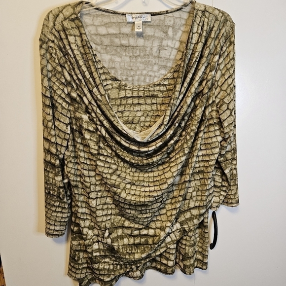 Dress Barn Women's Size XL Snakeskin Print Blouse Green - Picture 1 of 8